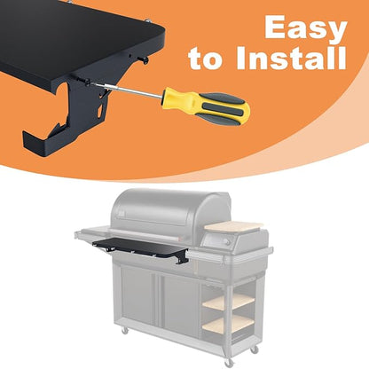 AJinTeby Front Shelf for Traeger Woodridge/Timberline/Ironwood Series, 26.75 x 10 inch P.A.L Shelf BAC762 for Traeger Pellet Grill, Detachable with 4 Hooks, Traeger Pop-and-Lock Accessory