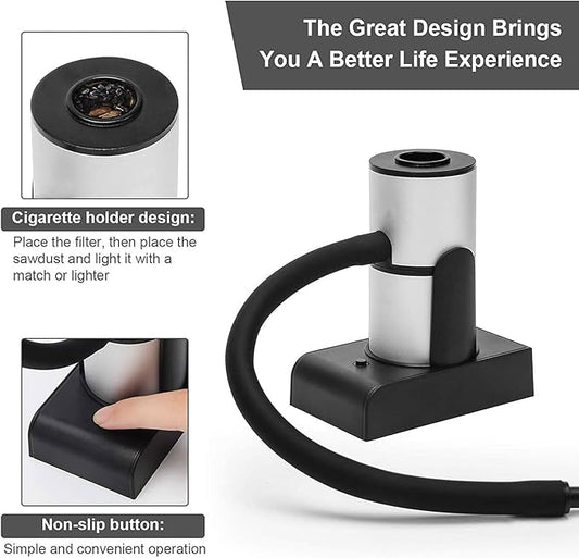 Hoedia Smoking Gun Wood Smoke, Portable Handheld Smoke Infuser,Cold Smoker Food Smoker Gun for Meat, Kitchen Smoke Gun for Cooking with Wood Chips for Bar Cooking Meat BBQ Drinks (Sliver)