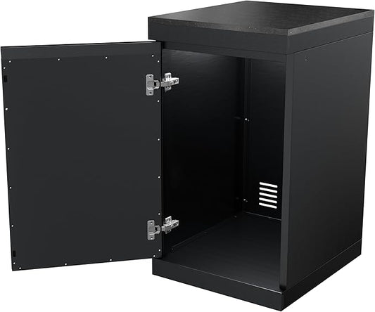 Outdoor Kitchen Storage Cabinet 304 Marine Grade Stainless Steel Modular BBQ Island with Granite Countertop, Reversible Door, Locking Wheels, Ventilated Interior for Patio Grill Accessories (Black)