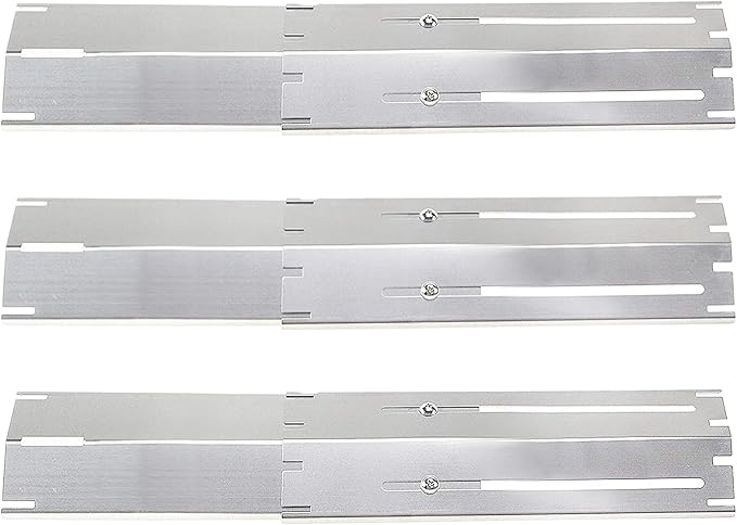 Criditpid Universal Stainless Steel Heat Plate Shield Flame Tamer Replacement for Brinkmann, Charbroil, Weber, Chargriller, 3-Pack Burner Cover for Charbroil Grill, Extends from 11.75" up to 21" L
