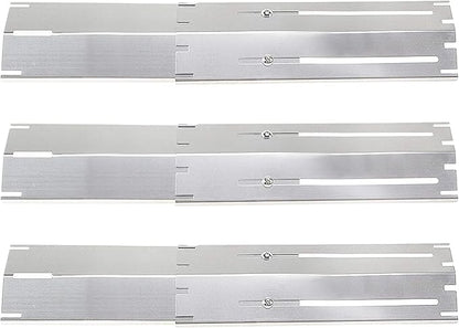 Criditpid Universal Stainless Steel Heat Plate Shield Flame Tamer Replacement for Brinkmann, Charbroil, Weber, Chargriller, 3-Pack Burner Cover for Charbroil Grill, Extends from 11.75" up to 21" L