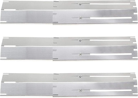 Criditpid Universal Stainless Steel Heat Plate Shield Flame Tamer Replacement for Brinkmann, Charbroil, Weber, Chargriller, 3-Pack Burner Cover for Charbroil Grill, Extends from 11.75" up to 21" L