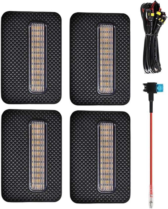 4 LED Grille Lights with Wire Harness and Fuse, LED Front Grill Light, Compatible with Toyota Tacoma SR/SR5 2024-2026, 1 Set (Clear Cover)