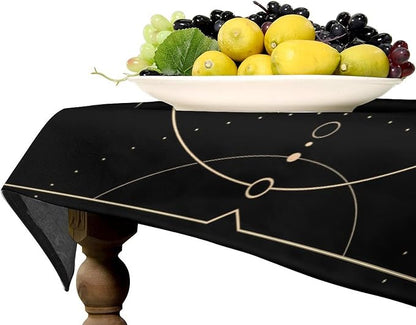 Vintage Tarot Moon Sun Tablecloth Moon Phase Star Galaxy Space Esoteric Astrology Table Cloth Water Resistant Wipeable Table Cover for Farmhouse Picnic Party Holiday Kitchen Dinner Table 55"x75"