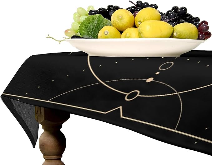Vintage Tarot Moon Sun Tablecloth Moon Phase Star Galaxy Space Esoteric Astrology Table Cloth Water Resistant Wipeable Table Cover for Farmhouse Picnic Party Holiday Kitchen Dinner Table 60"x90"