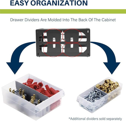 Akro-Mils 26-Drawer Plastic Drawer Storage Cabinet for Garage Organization, Bead Organizer, Building Bricks Storage, Teacher Toolbox, Makeup Organizer, 20-Inch W x 6-Inch D x 10-Inch H, 10126 Black