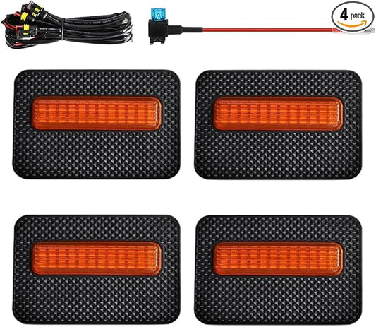 4 LED Grille Lights with Wire Harness and Fuse, LED Front Grill Light, Compatible with Toyota Tacoma SR/SR5 2024-2026, 1 Set (Yellow Cover)