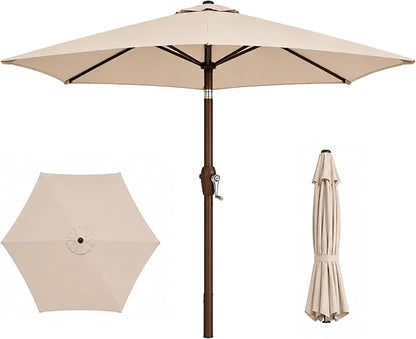 7.5ft Patio Umbrella, Outdoor Table Market Umbrella with Smooth Crank Lift, 6 Windproof Fiberglass Ribs, UPF50+ UV Protection for Deck, Pool, Garden and Backyard
