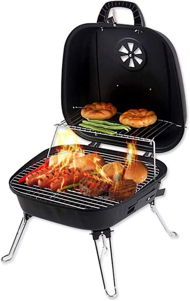 Portable Charcoal Grill for Camping BBQ Grills Outdoor Barbecue Grill, Mini Charcoal BBQ Shelf for 3-5 People, Easy Carry for Picnic Patio Backyard Tailgate,A-1