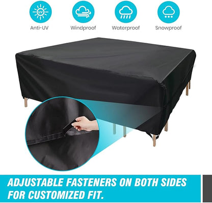 Velway Patio Furniture Cover Outdoor Waterproof Rectangular Patio Table Chair Sofa Set Cover, 128" Lx82 Wx28 H, All Weather Oxford Tear-Resistant Material with Zipper Carrying Bag Windproof Buckles