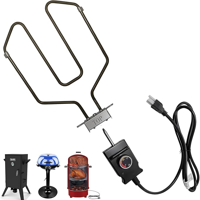 1650W Universal Electric Smoker Heating Element Adjustable Thermostat Controller Compatible with Brinkman, Cuisinart, Char-Broil, Dyna-Glo, Smoke Hollow, Masterbuilt and Charcoal to Electric Smokers