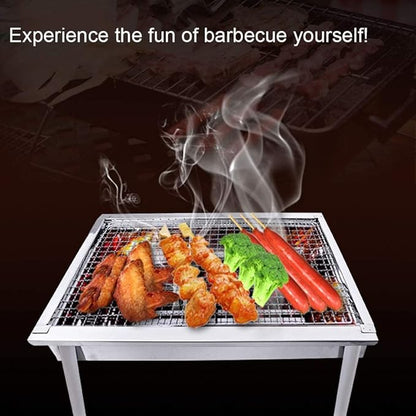 Stainless Steel Thickened BBQ Grill, Charcoal BBQ Grill Outdoor for Flame Control, for Outdoor Cooking Camping Beach Traveling Picnic Backyard