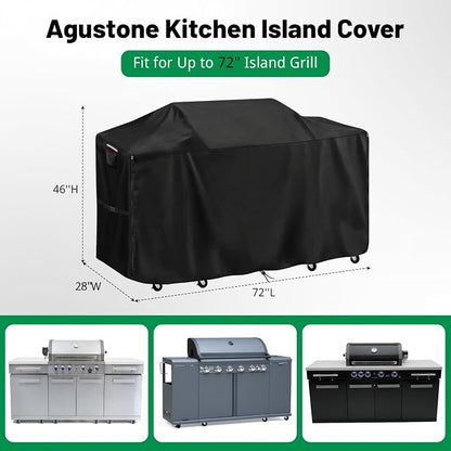 72 Inch Island Grill Cover, Outdoor BBQ Island Waterproof Cover | Heavy Duty Outdoor Large Kitchen Covers for Patio BBQ, 72"L x 28"W x 46"H