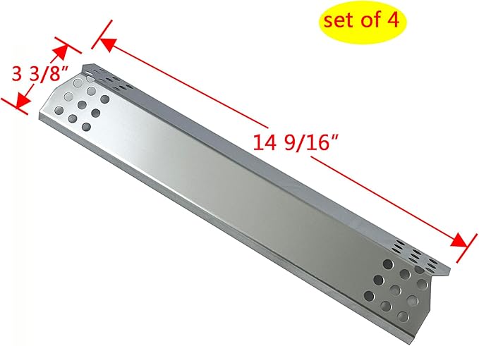 Parts DP130 (4-Pack) Stainless Steel Heat Shield 14 9/16" x 3 3/8" Replacement for Sunbeam, Nexgrill, Grill Master, Charbroil, Kitchen Aid, Members Mark, Uberhaus Gas Grills