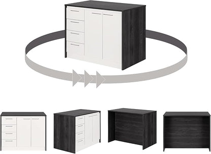 South Shore Kitchen Island, Gray Oak and White