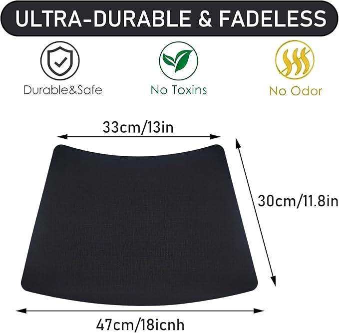 Round Table Placemats Set of 4, Faux Leather Wedge Shape Place Mats Heat Resistant Wipeable Washable Table Mats, Heavy Duty Kitchen Dining Mats(Black)