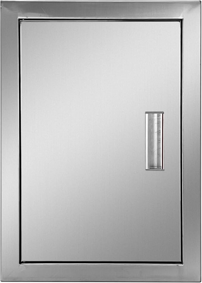 Outdoor Kitchen Door 14" W x 20" H Stainless Steel BBQ Single Access Door Flush Mount Vertical Wall Doors with Handle Suitable for Grilling Station Outside Cabinet Outdoor Kitchen