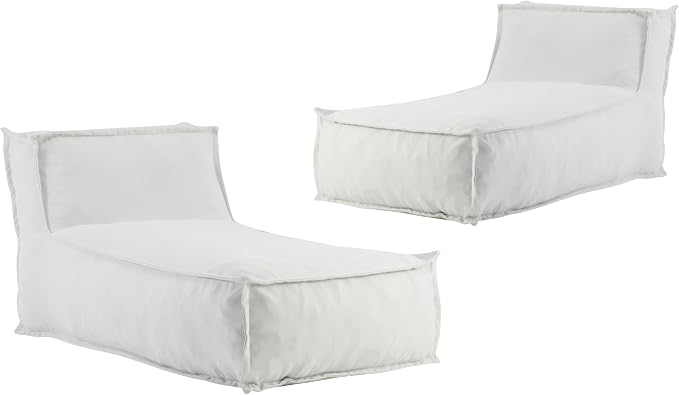 Christopher Knight Home Natty Outdoor Bean Bag Chair Set of 2, Fabric Bean Bag Chair for Adults and Kids, Indoor/Outdoor Sun Lounger, Patio Lounge Chair Set of 2, Light Gray