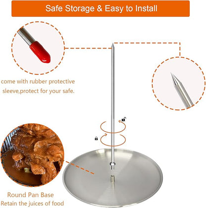 BBQ Vertical Skewer for Al Pastor chicken gyro Pan meat Hack Gaucho, for Home Made Tacos Al Pastor, Shawarma, Brazilian Churrasco,Stainless Steel, with 8 inch & 10 inch stick