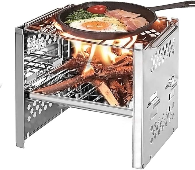 Portable Charcoal Grill Mini Outdoor Barbecue Grill Rack Folding Stainless Steel Camping BBQ Stove Oven Set for Picnic Travel Cookware,A-1