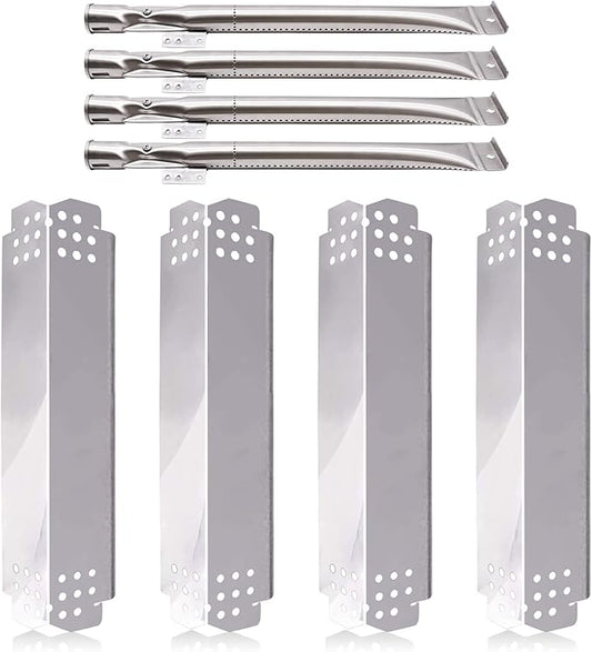 Grill Replacement Parts for Nexgrill 4 Burner 720-0830H, Nexgrill 720-0888, 720-0888N, Stainless Steel Grill Burner Tubes and Heat Shield Tent Plates Replacement Kit for Home Depot Nexgrill 720-0830H.