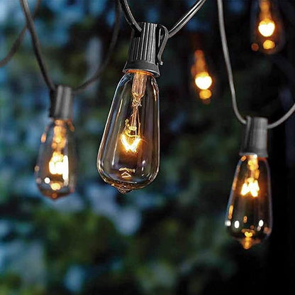 GOOTHY 20Ft Outdoor String Lights with 22 Edison Bulbs(2 Spare), 7W E17 Intremediate Base ST40 Vintage Outdoor Patio Lights Waterproof UL Listed for Bistro Garden Backyard Party Wedding Decor-Black