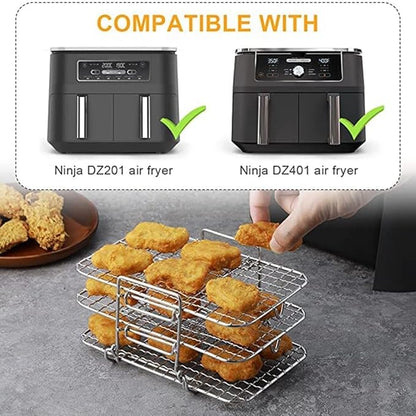 3 Layer Baking net Air Fryer Rack fit for 304 Stainless Steel Multi Layer Dehydrator Rack Toast Rack Accessories Crisp Lid Air Fryer 4.2qt Above