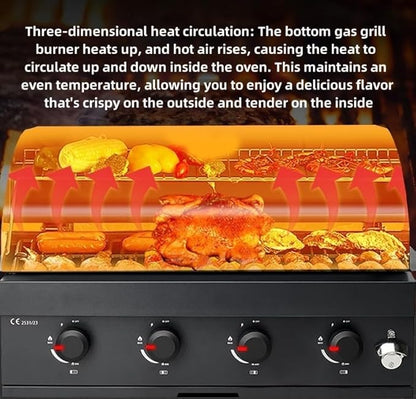4-Burner Gas & Charcoal Combo Built-in BBQ Grill – Outdoor Tabletop Barbecue with Thermometer, Cast Iron Grates, Pull-Out Grease Tray – for Patio, Garden, or Backyard Use