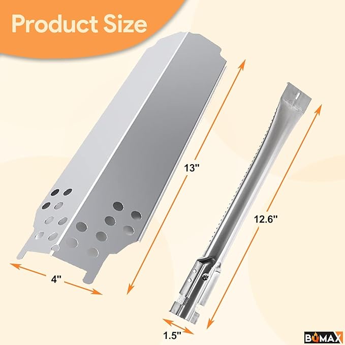 Stainless Steel Repair Kit for Charbroil Classic 280 2-Burner 463647018 463613717 463672717 463672817 G215-0203-W G320-0200-W1, Grill Burner and Heat Plates for American Gourmet 2-Burner 465635821