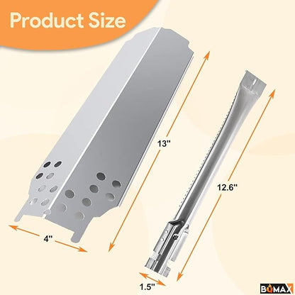 Stainless Steel Repair Kit for Charbroil Classic 280 2-Burner 463647018 463613717 463672717 463672817 G215-0203-W G320-0200-W1, Grill Burner and Heat Plates for American Gourmet 2-Burner 465635821