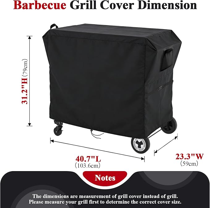 Outdoor Dining Grill Cart Cover - 25" D x 42" W x 33" H | 500D Grill Cart Cover for Grills House grill Cart, Heavy Duty Waterproof BBQ Food Prep Table Covers, Black