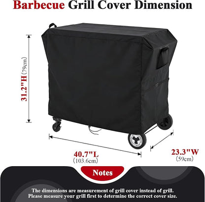 Outdoor Dining Grill Cart Cover - 25" D x 42" W x 33" H | 500D Grill Cart Cover for Grills House grill Cart, Heavy Duty Waterproof BBQ Food Prep Table Covers, Black