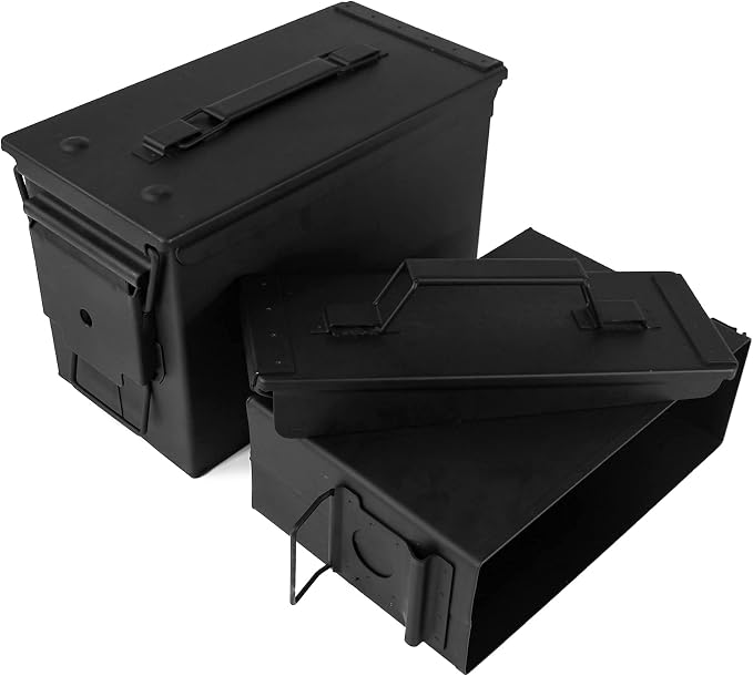 GUGULUZA Metal Ammo Can 30 50 Cal, Waterproof Airtight Ammo Containers Case | Heavy-Duty Ammunition Storage Case Military Container, Lockable Box w/Flip Top for Long-Term Storage Bullet, 30Cal and 50 Cal
