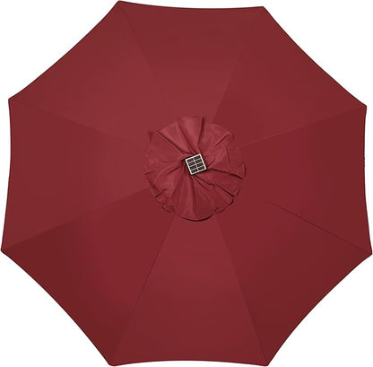 Blissun 9 ft Solar Umbrella, 32 LED Lighted Patio Umbrella, Table Market Umbrella, Outdoor Umbrella for Garden, Deck, Backyard, Pool and Beach (Burgundy)