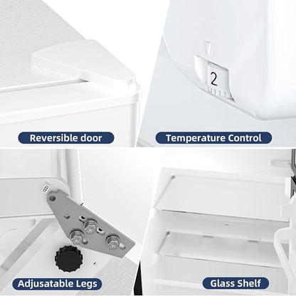 Antarctic Star Compact Mini Fridge with Freezer,Double Door with Adjustable Thermostat,Small Fridge Removable Shelves for Dorm/Office,2.5 Cu.Ft,WHITE