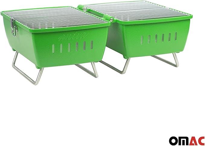 OMAC | Charcoal Grill Portable Grill Garden Outdoor Green Picnic Grill 13 Pcs BBQ