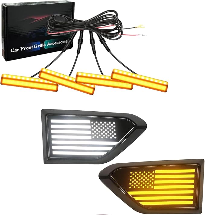 Led Amber Grill Lights and Fender Light for Ford Ranger Accessories 2019-2023 Bundle -Switchback DRL with Amber Turn Signal & Vehicle-Custom Grille Lights