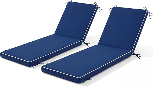 Chaise Lounge Cushions Outdoor Set of 2, Water-resistant and Fade-Resistant Patio Lounge Chair Cushions, Furniture Replacement Cushions Ideal for Pools, Gardens and Balconies, 80" x 26" x 3",Navy Blue