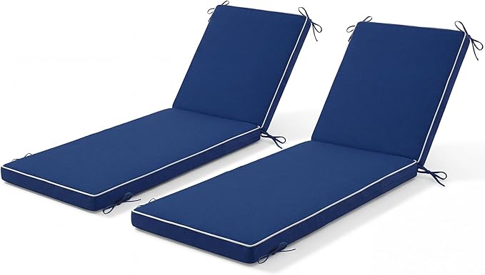 Chaise Lounge Cushions Outdoor Set of 2, Water-resistant and Fade-Resistant Patio Lounge Chair Cushions, Furniture Replacement Cushions Ideal for Pools, Gardens and Balconies, 72" x 21" x 3",Navy Blue