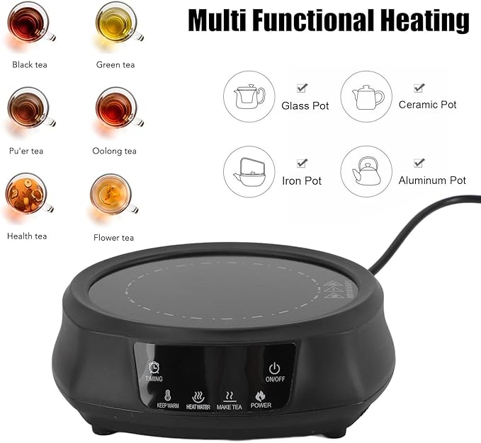 800w Electric Mini Stove Hot Plate, Portable Electric Ceramic Stove With Adjustable Power Levels Countertop Burners ElectricHot Plate For Boiling Water Making Tea And Coffee(black)