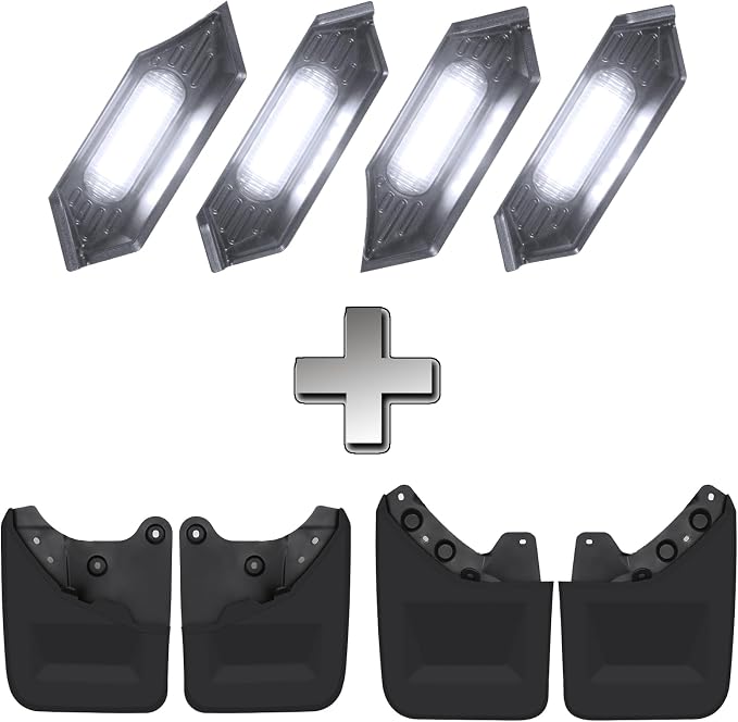 White Grille Lights + No-Drill Mud Flaps Combo for Toyota Tacoma 2024-2025 TRD Off-Road