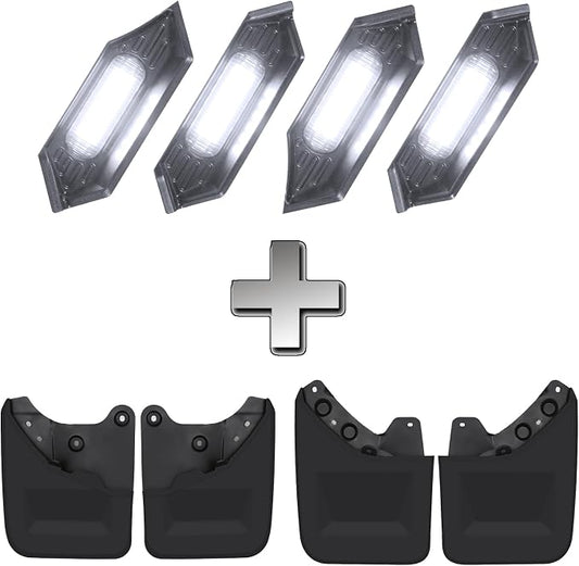 White Grille Lights + No-Drill Mud Flaps Combo for Toyota Tacoma 2024-2025 TRD Off-Road