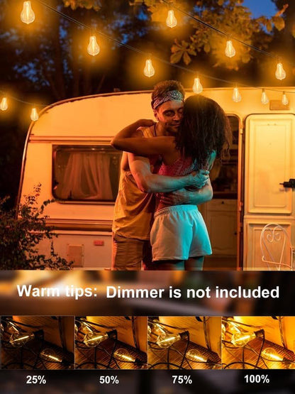 Outdoor String Lights 100FT Patio Lights Waterproof for Backyard Porch Deck | 2FT Bulbs Spacing, 100FT Connectable Outside Lighting with 43 Shatterproof Dimmable LED Edison Bulbs for Garden Balcony Party