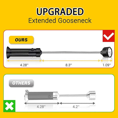BBQ Grill Light, Fathers Day Dad Gifts for Men, Barbecue Grilling Accessories for Outdoor Grill with Flexible Neck, Magnetic Base, Christmas Stocking Stuffers Birthday, 2 Pack-Batteries Included