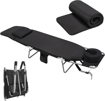 3 in 1 Women Comfort Backpack Tanning Beach Chair with Face Hole & Cushion | Portable Folding Lounge Sun Chair for Adults Outside Reading Sunbathing Poolside Camping | Reclining 6 Position
