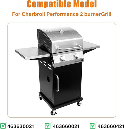 Hisencn Grill Replacement for Charbroil Performance 2 Burner 463630021, 463655421, 463660021, 463660421, 463655621 Gas Grill, 15.5" Heat Plate, 15.3" Burner & 17" Grill Grates