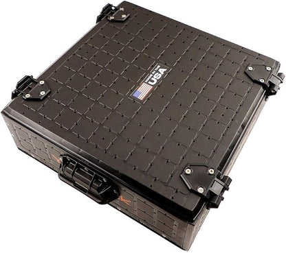 YakAttack ShortStak Solo Storage Box - Size & Color Options | Standalone Low-Profile Crate with Lid, Hinges & Latches | GridLoc Mounting Panels | Slider Feet for Under-Seat Use | Made in USA