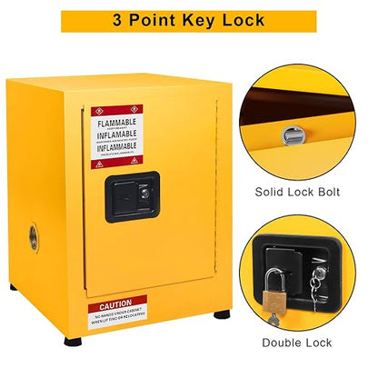 Hazardous Storage Cabinets, 17"x 17"x 18" Galvanized Steel Safety Cabinet, Flammable Liquids Storage Cabinet for Industry and Home