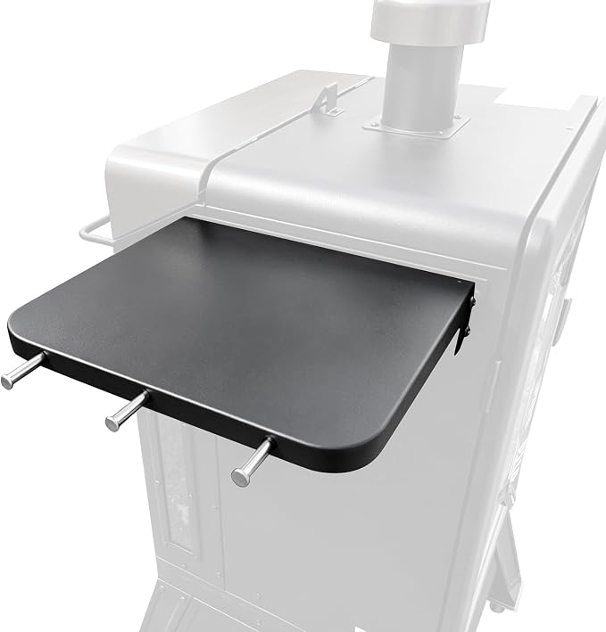 Folding Side Shelf for Pit Boss Copperhead 1300 PBV4NX 4 Series Smoker | 12.8 x 11 in Heavy-Duty Steel Prep Table with 3 Tool Hooks, Foldable Design for Extra Workspace and Easy Storage
