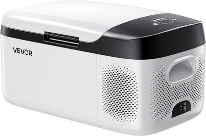 VEVOR Car Refrigerator, DC 12/24V AC100-240V Compressor Electric Cooler, -4°F to 68°F Car Fridge with APP Control, 16 QT Cars Freezer for RVs, Campsites, Boats, Camping, Fishing, 60W Portable Freezer